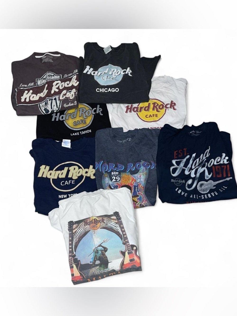 Hard Rock Cafe Lot of 8 Bundle T-Shirts Various Sizes S-XL
